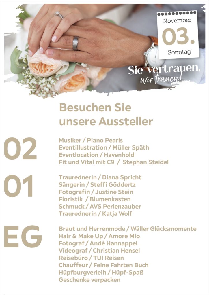 Standplan Hochzeitsmesse XXXLutz Görgeshausen am 03.11.2025